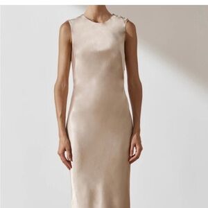 Elegant beige/brown Sleeveless Dress